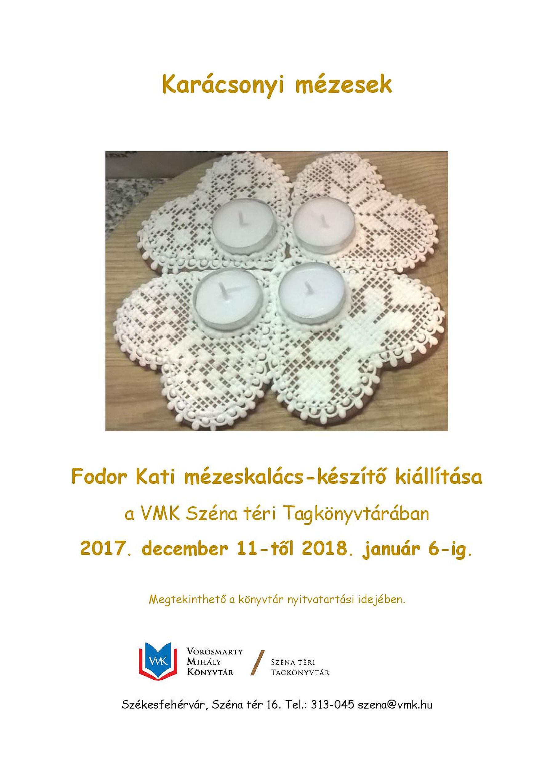 Fodor Kati mézeskalács-készítő kiállítása hétfőtől a Széna téri Könyvtárban